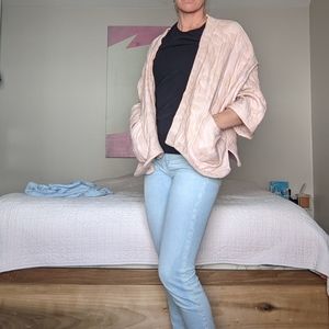 Quilted kimono style jacket, blush